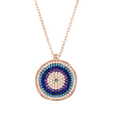Stylish Design Evil Eye Rose Gold Colour 925 Sterling Silver Necklace studded with CZ